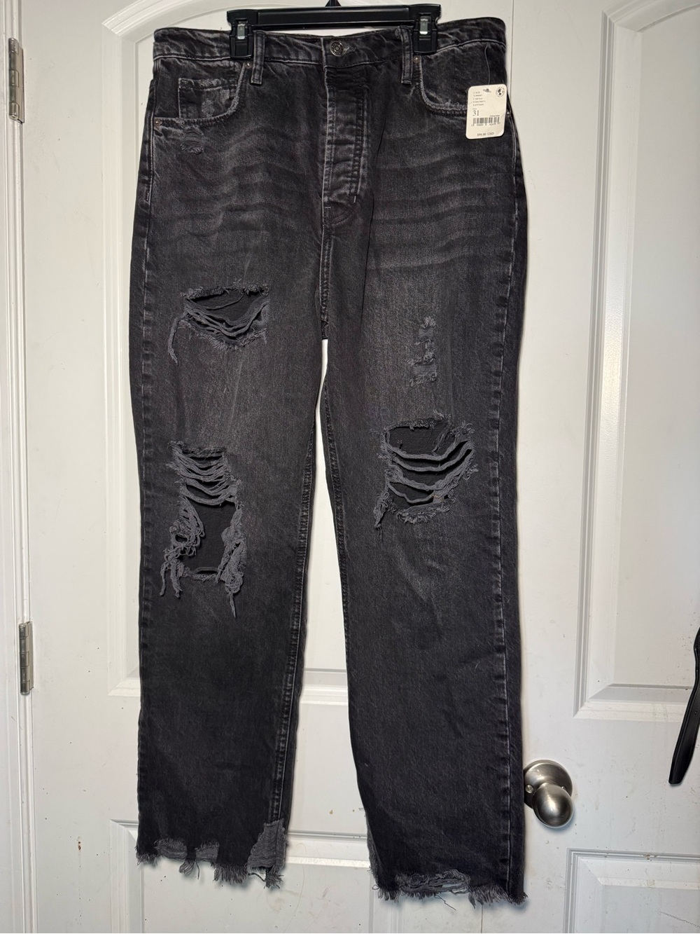 We The Free Black Distressed Flare Jeans